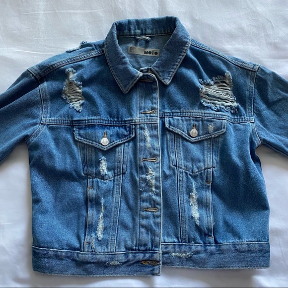topshop distressed denim jacket